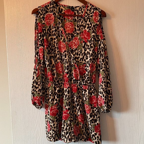 G by Guess Cheetah & Rose Print Romper - Picture 1 of 7